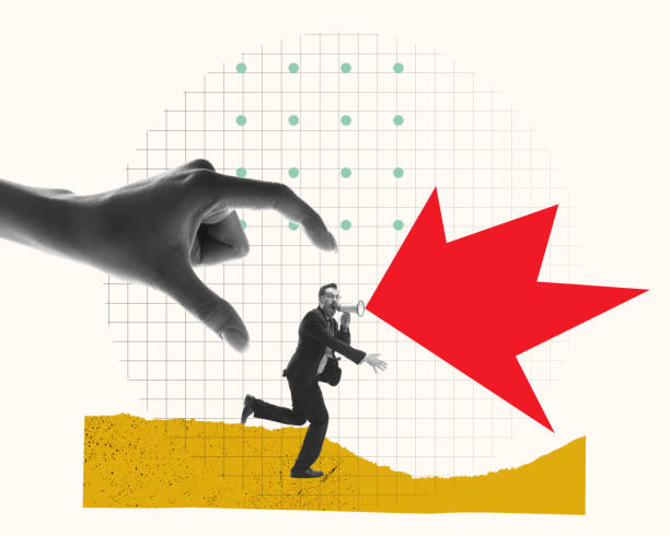istock Businessman running and emotionally shouting in megaphone, Professional news and changes. Contemporary art collage. 1500528527