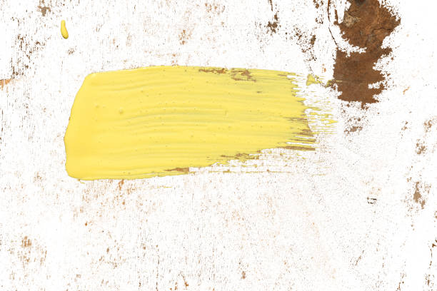 tratto pennello giallo - oil painting fine art painting abstract brush stroke foto e immagini stock