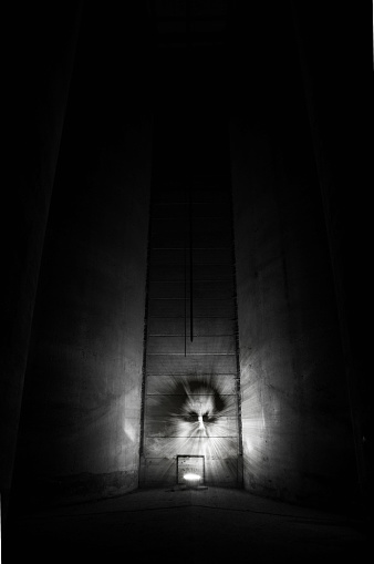 Demon in a dark building.