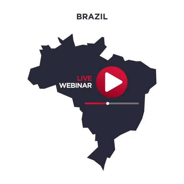 Vector illustration of Brazil concept. Live webinar icon, online play training seminar , internet streamimg banner button , vector illustration stock illustration