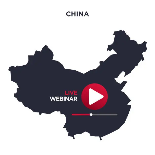 Vector illustration of China concept. Live webinar icon, online play training seminar , internet streamimg banner button , vector illustration stock illustration