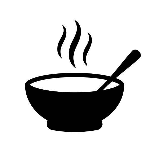 suppe schüssel vektor-symbol - schnelle suppen stock-grafiken, -clipart, -cartoons und -symbole