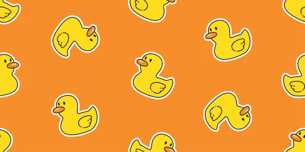 Vector illustration of duck seamless pattern rubber duck shower bathroom toy bird chicken vector pet wrapping paper scarf isolated doodle cartoon animal tile wallpaper repeat background illustration design