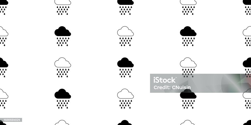 Simple Raining Background Gift Cloud Seamless Pattern Rain Rainy Raining Umbrella Vector Cartoon ...