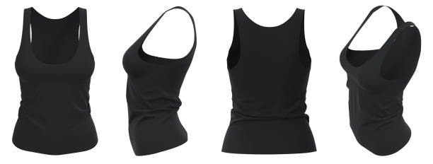 istock Women's Tank Top.  Black Sleeveless shirt 1500554285