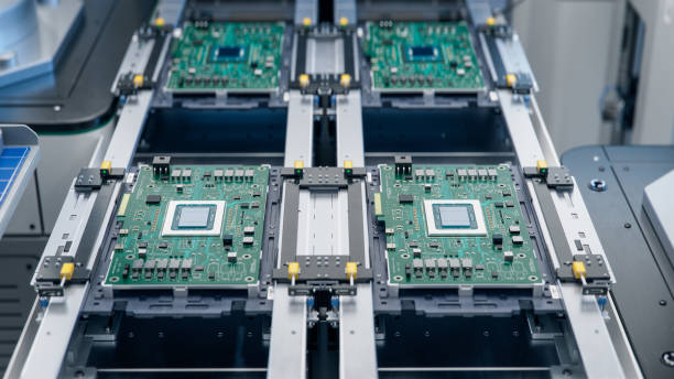 istock Advanced Circuit Boards on Assembly Line. Electronics Manufacturing Facility or Factory. Electronic Devices Production Industry. Fully Automated PCB Assembly Line. 1500558478