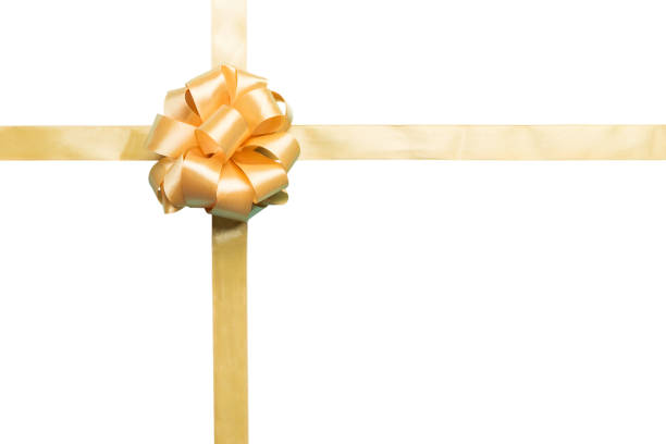 istock Gold ribbon bow isolated on white background. empty space for design 1500560470