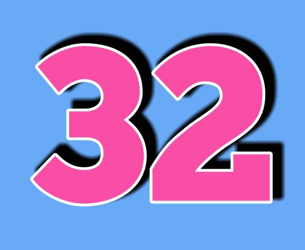 istock Number 32 thirty two with shadow black on blue background 1500560513