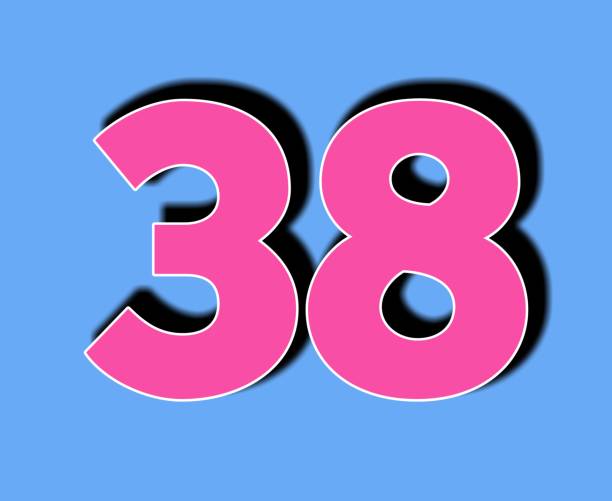 istock Number 38 thirty eight with shadow black on blue background 1500560729