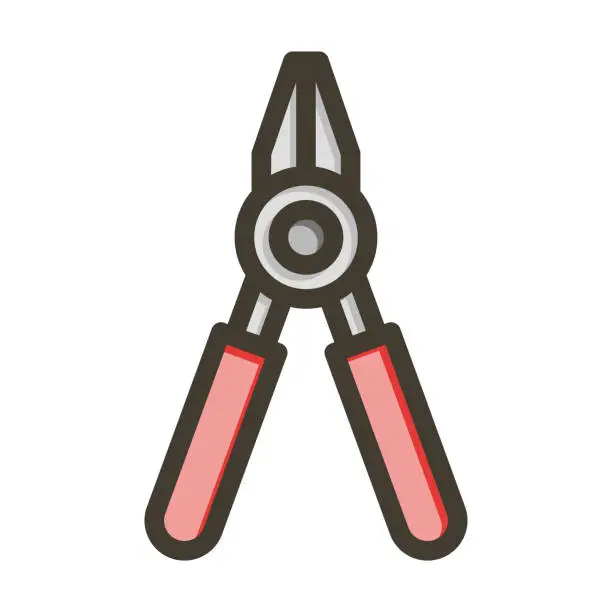 Vector illustration of Wire Cutters Thick Line Filled Colors For Personal And Commercial Use.