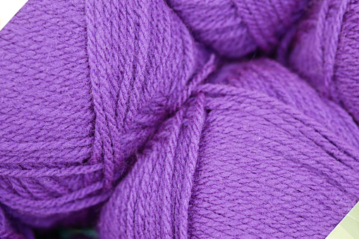 Close-up shot of purple color yarn ,