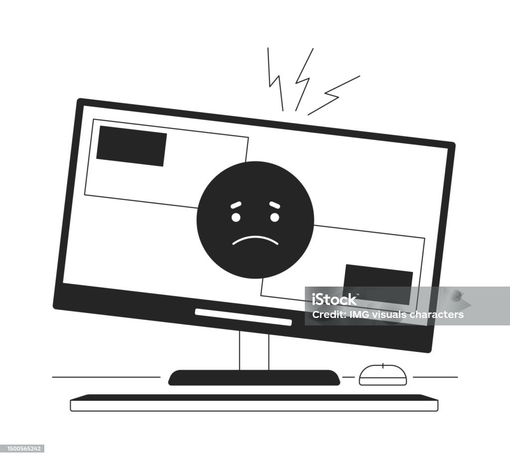 Computer Problem Bw Vector Spot Illustration Stock Illustration ...