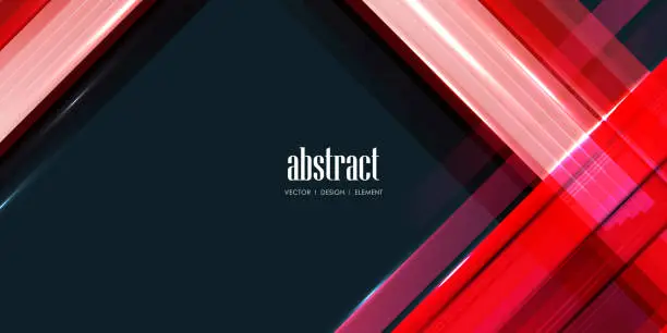 Vector illustration of Abstract dark black and red technology geometric background.