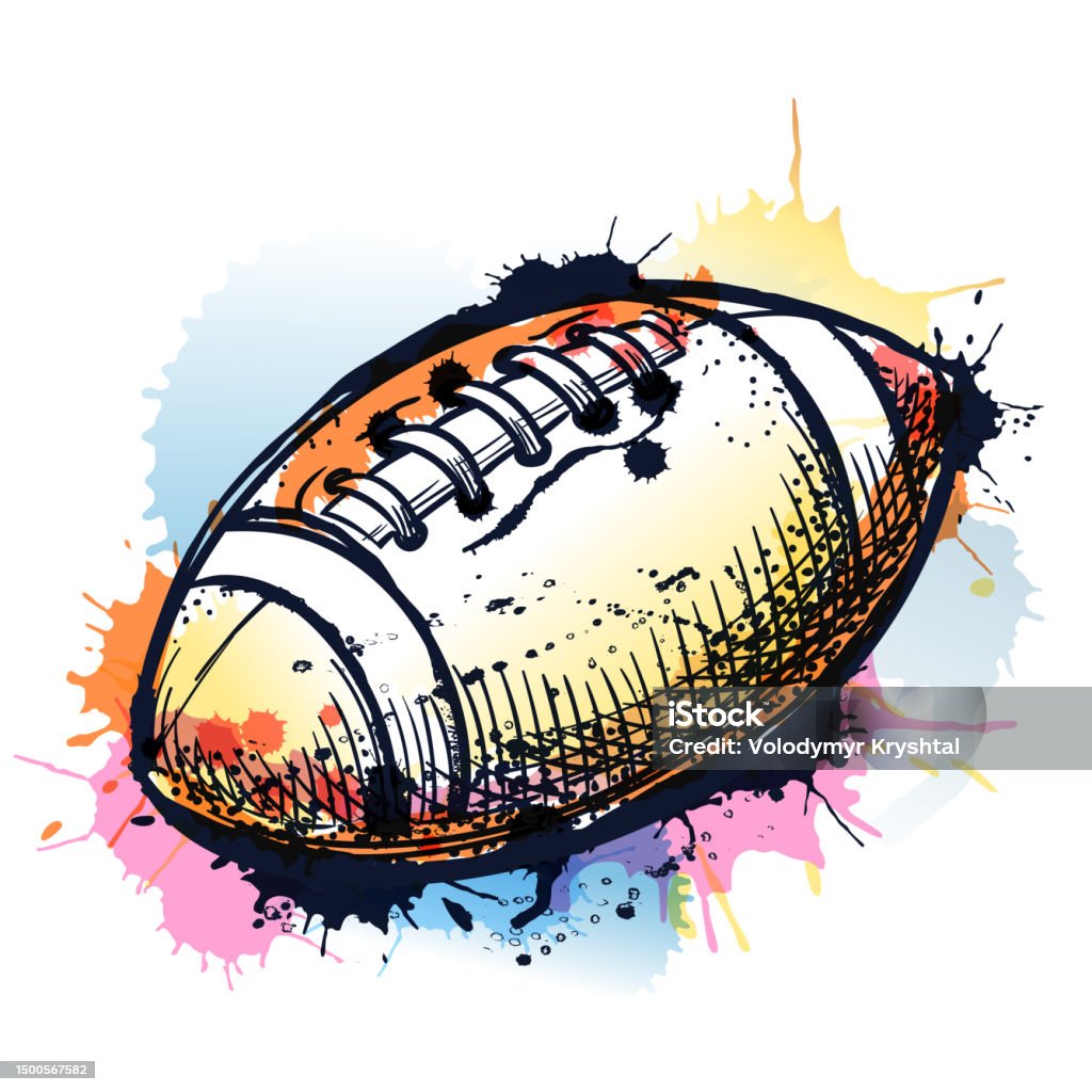 American football sports ball on watercolor splash background. Vector hand drawn sketch illustration American football sports ball on watercolor colorful splash background. Vector hand drawn sketch illustration. Football competition championship concept. Sports print, poster or banner design element American Football - Sport stock vector American football sports ball on watercolor splash background. Vector hand drawn sketch illustration American football sports ball on watercolor colorful splash background. Vector hand drawn sketch illustration. Football competition championship concept. Sports print, poster or banner design element American Football - Sport stock vector