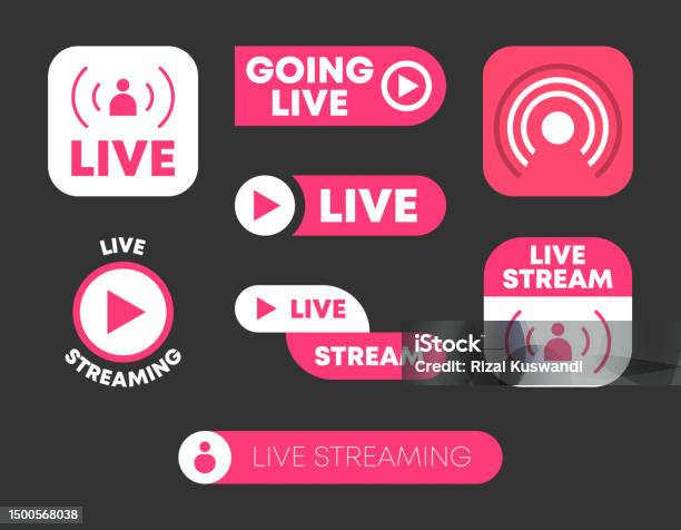 Live Simple Button Live Streaming Button Illustration Collection Stock Illustration ...