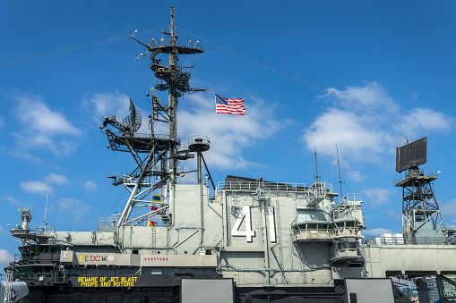 The Island of the USS Midway aircraft carrier in San Diego, California