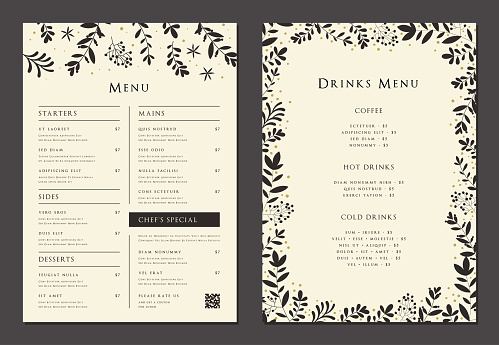 Floral elegant templates. Wedding and restaurant menu. Good for banners, greeting and business cards, invitations, flyers, brochure, post in social networks, advertising, events and page cover, background.