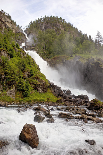 Amazing waterfalls near Odda village in Norway, Latefossen, Espelandsfossen, Vidfossen, amazing nature