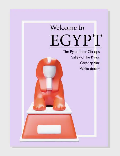 Vector illustration of Welcome to Egypt. Tip for tourists with list of main points of route