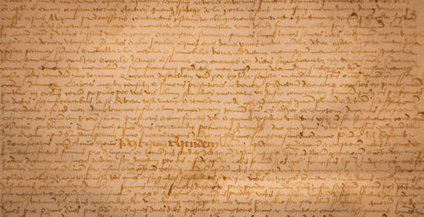 istock Aged handwritten manuscript text. Calligraphy on old paper, vintage background. 1500580418