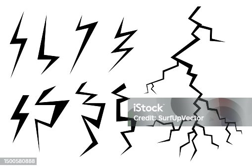istock Black lightning silhouettes vector illustrations set 1500580888