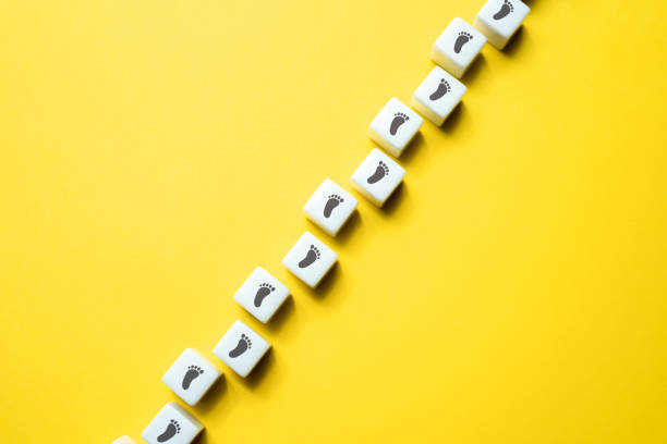 istock Path of footprints on the blocks. 1500584172