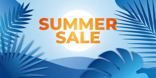 Vector illustration of Summer Sale with Tropical background.