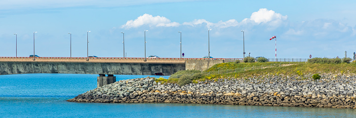 Part of the Ile de Ré bridge connecting the shore of La Rochelle, France