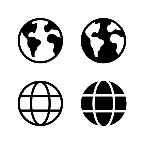 ilustrações de stock, clip art, desenhos animados e ícones de earth globe icons - globe