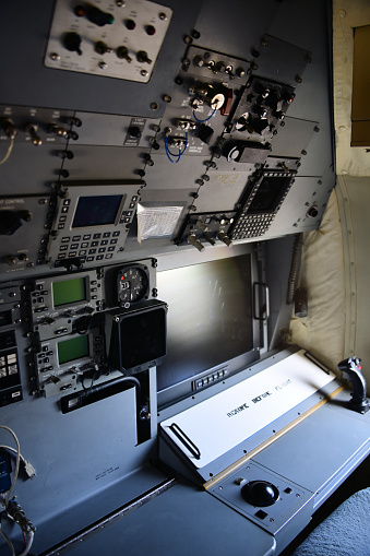 Tactical Coordinator battle station - instruments and controls - TACCOs not only operate anti submarine search / detection and warfare abilities but may also assist in controlling major operational fields and areas of conflict. Lockheed P-3 Orion Maritime Surveillance aircraft.