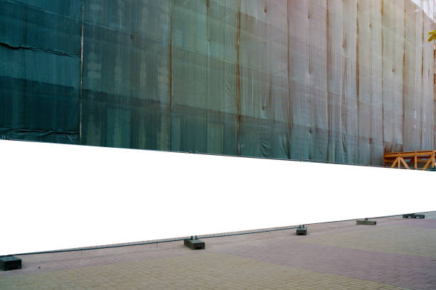 Blank long white hoarding with space for mockup information