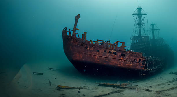 istock amazing sunken and rusty ship under the sea with good lighting 1500597341