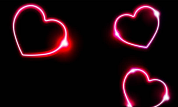istock Neon heart sign or frame. Happy Valentine neon lights vector design 1500597391