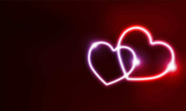 istock Neon heart sign or frame. Happy Valentine neon lights vector design 1500597401