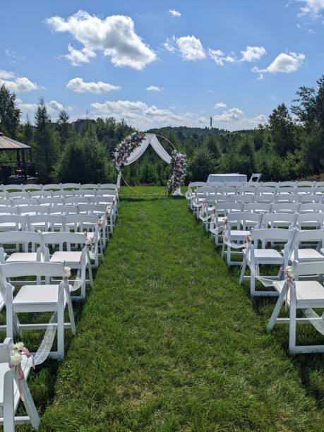 istock rows of white chairs are lined up and in an outdoor wedding ceremony setting 1500599256