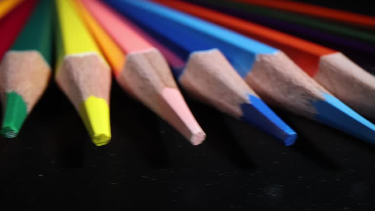 Drawing supplies and many colored pencil