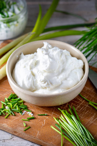 Fresh curd and herbs - dairy product