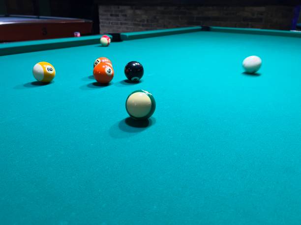 istock Billiard balls on a large table. Billiard nine 1500600530