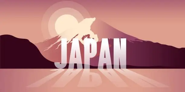 Vector illustration of Japan silhouette, vector illustration, mount fujiyama