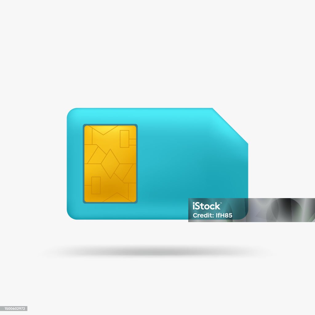 Sim Card View Blue Sim Card Front View On White Stock Illustration - Download Image ...