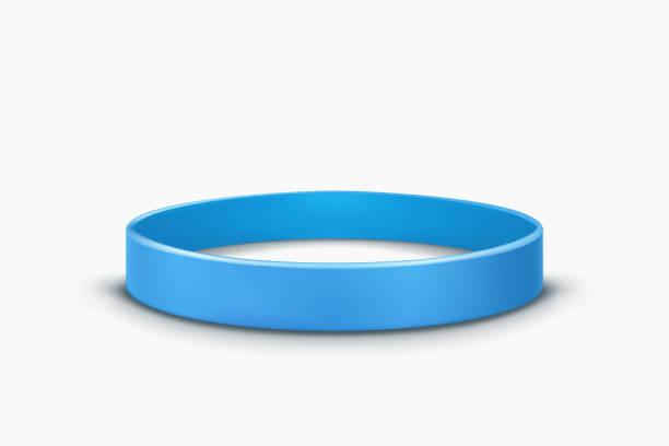 blue rubber band lying on white back illustration of blue rubber band lying on white background with soft shadow bracelet stock illustrations
