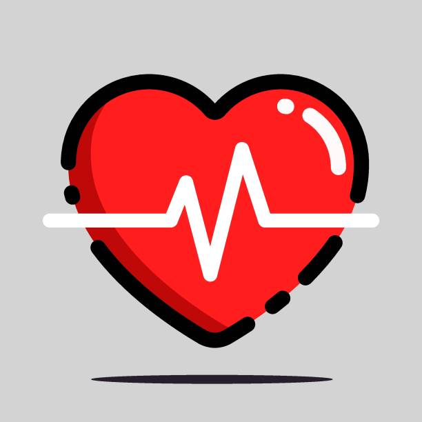 illustrations, cliparts, dessins animés et icônes de contour rempli icône vectorielle de pouls cardiaque design plat - pulse trace human heart heart shape healthcare and medicine