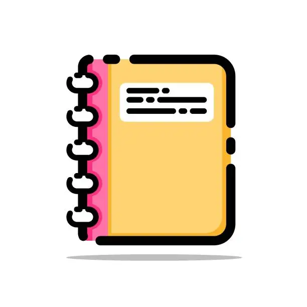 Vector illustration of filled outline notebook vector icon flat design