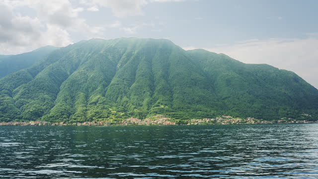 Lake Como in Italy, surrounded by majestic mountains
