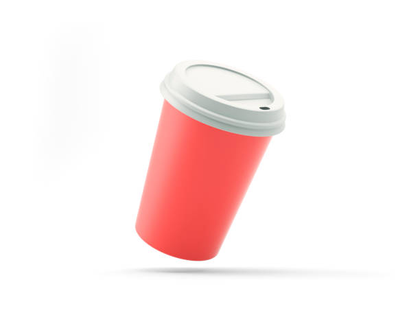 istock Red coffee cup and lid isolated on white background 1500617929