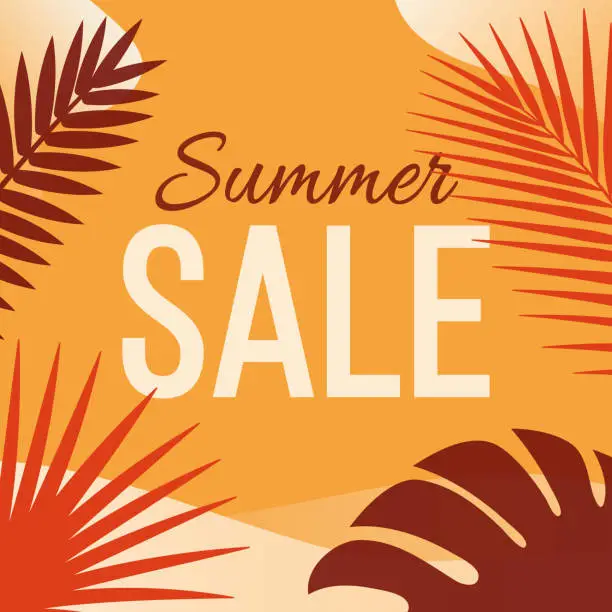Vector illustration of Summer Sale with Tropical background.