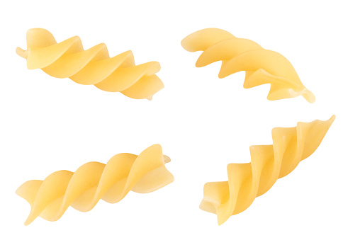 Pasta in the form of a spiral isolated on white background.