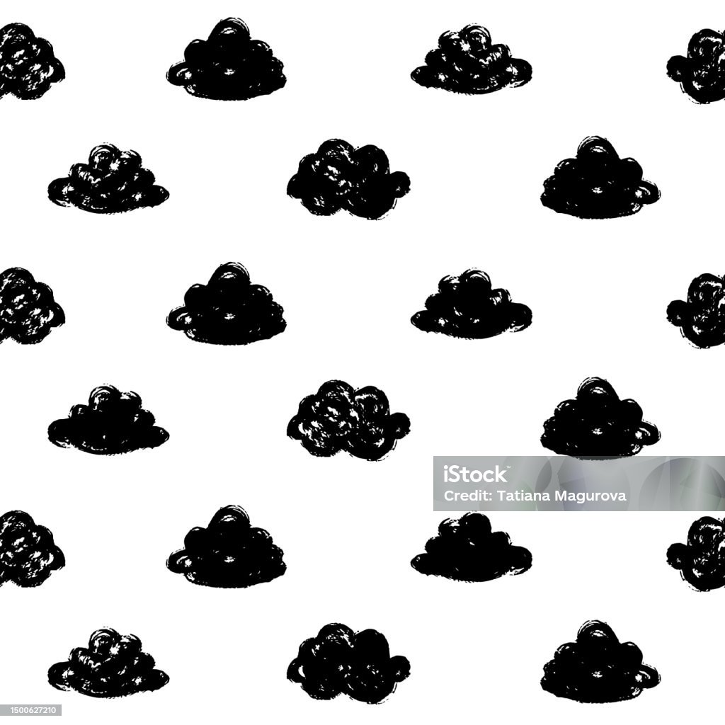Random Cloud Pattern Hand Drawn Clouds Pattern Stock Illustration - Download Image Now ...