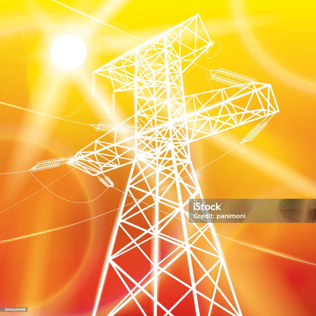 Sistem transmisi tegangan tinggi. Tiang listrik. Cahaya matahari. Tiang energi. Saluran listrik. Jaringan listrik yang saling berhubungan. Ilustrasi garis putih dengan latar belakang kuning. Desain vektor - Bebas Royalti Berpijar - Luminositas vektor stok Sistem transmisi tegangan tinggi. Tiang listrik. Cahaya matahari. Tiang energi. Saluran listrik. Jaringan listrik yang saling berhubungan. Ilustrasi garis putih dengan latar belakang kuning. Desain vektor - Bebas Royalti Berpijar - Luminositas vektor stok