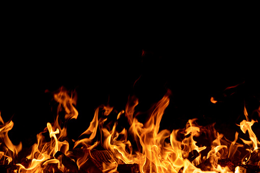 Bonfire isolated on black background